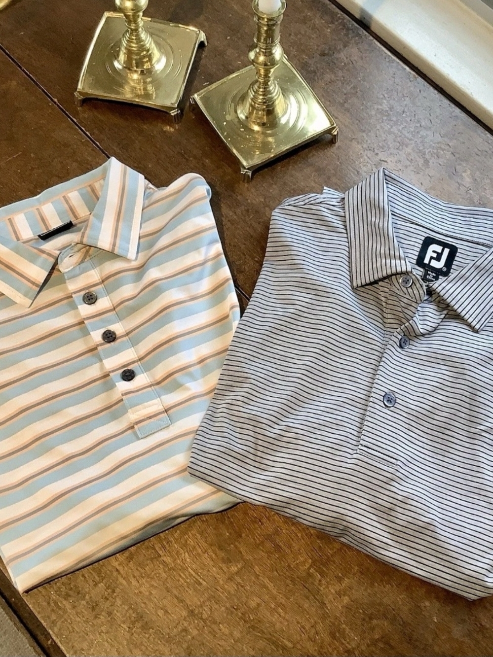 Pair of FootJoy Stripped Collared Golf Polo Shirts Men’s XL EUC